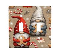 Plaques de protection pour interrupteur de lumière de nain de vacances, nains rouges et gris festifs pour décoration de Noël, plaques murales en thermoplastique, double bascule de taille standard