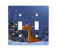 Plaques de protection pour interrupteur de lumière dinosaure d'hiver, ciel nocturne bleu avec neige, décoration de chambre d'enfant, plaques murales thermoplastique, taille standard double bascule