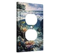 Plaques de protection pour interrupteur de lumière du paradis sous-marin, scène océanique pour décoration d'intérieur, plaques murales en plastique, prise duplex simple de taille standard