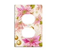 Plaques de protection pour interrupteur de lumière motif floral de pêche, motif poinsettia de vacances pour décoration d'intérieur, plaques murales thermoplastiques, prise duplex simple de taille