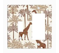Plaques de protection pour interrupteur de lumière motif girafe tropicale, beige safari girafes pour accents muraux, plaques murales thermoplastique, taille standard à bascule