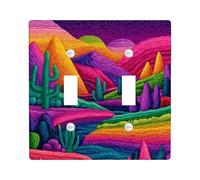 Plaques de protection pour interrupteur de lumière paysage de montagne vibrante, scène colorée du désert pour décoration d'intérieur, plaques murales thermoplastiques, taille standard double bascule