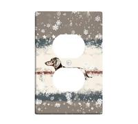 Plaques de protection pour interrupteur de lumière teckel d'hiver, motif chien marron pour décoration d'intérieur, plaques murales en thermoplastique, prise duplex simple de taille standard