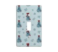 Plaques de protection pour interrupteur de Noël d'hiver - Arbres enneigés bleus avec nœuds rouges - Plaques murales thermoplastiques - Taille standard