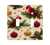 Plaques de protection pour interrupteur de Noël, oiseaux rouges et ornements pour décoration de vacances, plaques murales en thermoplastique, taille standard à double bascule