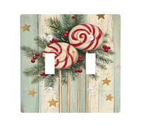 Plaques de protection pour interrupteur de Noël, sucette rouge et blanche pour Noël, vacances d'hiver, décoration murale pour la maison, la cuisine, taille standard, double bascule