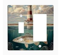 Plaques de protection pour interrupteur de phare côtier - Motif rayé rouge et blanc - Pour décoration nautique - Plaques murales en thermoplastique - Taille standard
