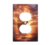 Plaques de protection pour interrupteur de phare de bateau nautique, motif coucher de soleil orange voile pour décoration d'intérieur, plaques murales thermoplastiques, prise duplex simple de taille