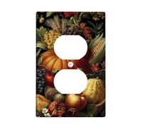 Plaques de protection pour interrupteur de récolte d'automne - Fruits et légumes d'automne vibrants pour décoration d'intérieur, plaques murales, prise duplex simple de taille standard
