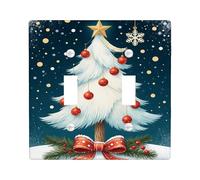 Plaques de protection pour interrupteur de sapin de Noël, motif pays des merveilles d'hiver avec flocons de neige et ornements, plaques murales thermoplastiques, taille standard double bascule