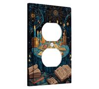 Plaques de protection pour interrupteur de tarot mystique - Bleu nuit - Décoration magique pour accents muraux - Taille standard - Style enchanteur - Prise duplex unique