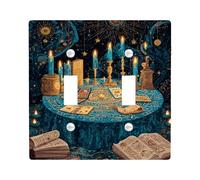 Plaques de protection pour interrupteur de tarot mystique - Bleu nuit - Décoration magique pour accents muraux - Taille standard - Style enchanteur - Double bascule