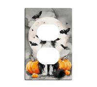 Plaques de protection pour interrupteur d'Halloween en forme de chat - Motif citrouille noire et orange - Pour décoration murale - Plaques murales en thermoplastique - Prise duplex simple de taille