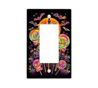 Plaques de protection pour interrupteur d'Halloween en forme de sucette, motif bonbon coloré pour décoration murale, plaques murales en thermoplastique, taille standard à bascule simple