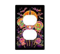 Plaques de protection pour interrupteur d'Halloween en forme de sucette, motif bonbon coloré pour décoration murale, plaques murales en thermoplastique, prise duplex simple de taille standard