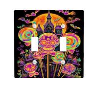 Plaques de protection pour interrupteur d'Halloween en forme de sucette, motif bonbon coloré pour décoration murale, plaques murales en thermoplastique, taille standard, double bascule