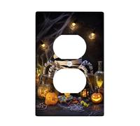 Plaques de protection pour interrupteur d'Halloween momie, décoration effrayante noire et blanche pour accents muraux, plaques murales thermoplastiques, prise duplex simple de taille standard
