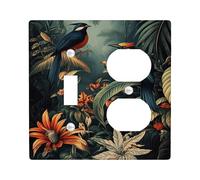 Plaques de protection pour interrupteur d'interrupteur avec oiseaux tropicaux, décoration de forêt tropicale verte vive pour décoration d'intérieur, plaques murales en thermoplastique, taille standard