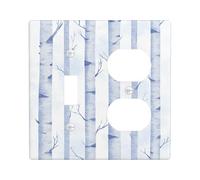 Plaques de protection pour interrupteur en bouleau d'hiver, motif arbre bleu et blanc pour décoration d'intérieur, plaques murales en thermoplastique, taille standard à bascule duplex