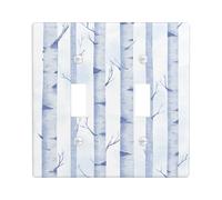 Plaques de protection pour interrupteur en bouleau d'hiver, motif arbre bleu et blanc pour décoration d'intérieur, plaques murales en thermoplastique, taille standard double à bascule
