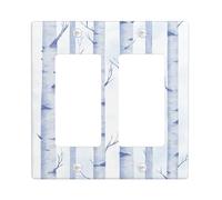 Plaques de protection pour interrupteur en bouleau d'hiver, motif arbre bleu et blanc pour décoration d'intérieur, plaques murales en thermoplastique, taille standard, double bascule