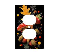 Plaques de protection pour interrupteur en forme de champignon d'automne, champignons oranges rouges pour décoration saisonnière, plaques murales thermoplastiques, prise duplex simple de taille