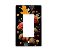 Plaques de protection pour interrupteur en forme de champignon d'automne - Champignons oranges rouges pour décoration saisonnière - Plaques murales en thermoplastique - Taille standard - Bascule
