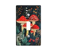 Plaques de protection pour interrupteur en forme de champignon d'automne, champignons rouges et verts pour décoration d'intérieur, plaques murales thermoplastiques, taille standard à bascule simple