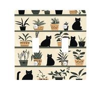 Plaques de protection pour interrupteur en forme de chat et de plante, décoration d'intérieur verte pour accents muraux, plaques murales en thermoplastique, taille standard à double bascule