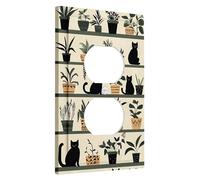 Plaques de protection pour interrupteur en forme de chat et de plante, décoration d'intérieur verte pour accents muraux, plaques murales thermoplastique, prise duplex simple de taille standard