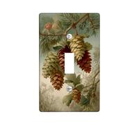 Plaques de protection pour interrupteur en forme de pomme de pin, éléments naturels verts terreux pour décoration d'intérieur, plaques murales thermoplastiques, taille standard