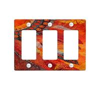 Plaques de protection pour interrupteur, feuilles d'automne vives, plumes orange riches pour décoration d'intérieur, plaques murales thermoplastique, taille standard 3 interrupteurs
