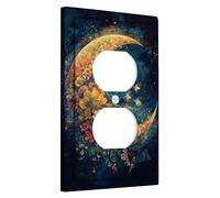 Plaques de protection pour interrupteur floral au clair de lune - Motif nuit enchantée pour décoration d'intérieur - Plaques murales en thermoplastique - Prise duplex simple de taille standard