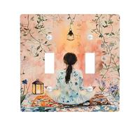 Plaques de protection pour interrupteur floral méditatif, couleurs pastel douces pour espaces de détente, accessoires muraux fonctionnels, double bascule de taille standard