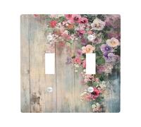 Plaques de protection pour interrupteur floral - Motif pensée pastel - Pour décoration printanière - Plaques murales en thermoplastique - Taille standard - Double bascule