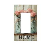 Plaques de protection pour interrupteur floral rustique, roses douces pêche dans des bocaux en verre, décoration d'intérieur vintage pour accents muraux, plaques murales thermoplastiques, taille
