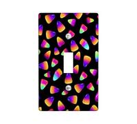 Plaques de protection pour interrupteur géométrique coloré, fond noir avec formes arc-en-ciel, style moderne pour décoration d'intérieur, taille standard