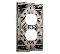 Plaques de protection pour interrupteur géométrique, tribal noir et beige, style sud-ouest pour décoration murale, plaques murales thermoplastique, prise duplex simple de taille standard