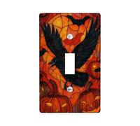 Plaques de protection pour interrupteur Halloween Raven - Décoration murale orange et noire - Plaques murales thermoplastiques - Taille standard