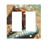 Plaques de protection pour interrupteur inspirées des sirènes, thème océanique vert et bleu de la mer pour décoration nautique, plaques murales thermoplastique, taille standard double bascule