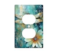 Plaques de protection pour interrupteur libellule et fleur, couleur bleu sarcelle, motif nature pour décoration printanière, plaques murales en thermoplastique, prise duplex simple de taille standard