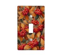 Plaques de protection pour interrupteur - Motif fruits rouges et feuilles d'oranger - Pour décoration d'intérieur - Plaques murales thermoplastiques - Taille standard