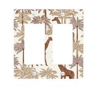 Plaques de protection pour interrupteur - Motif girafe tropicale - Beige Safari - Pour décoration murale - Plaques murales thermoplastiques - Taille standard - Double bascule