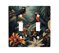 Plaques de protection pour interrupteur, motif oiseaux tropicaux, décoration de forêt tropicale verte vive pour décoration d'intérieur, plaques murales en thermoplastique, taille standard, double