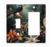 Plaques de protection pour interrupteur, motif oiseaux tropicaux, décoration de forêt tropicale verte vive pour décoration d'intérieur, plaques murales en thermoplastique, taille standard