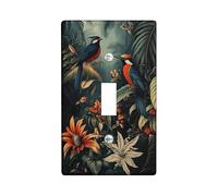 Plaques de protection pour interrupteur, motif oiseaux tropicaux, décoration de forêt tropicale verte vive pour décoration d'intérieur, plaques murales en thermoplastique, taille standard