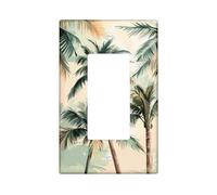 Plaques de protection pour interrupteur Motif palmiers tropicaux, beige et vert sur le thème de la nature pour décoration d'intérieur, plaques murales en thermoplastique, taille standard simple à