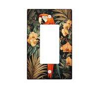 Plaques de protection pour interrupteur motif perroquet tropical, motif oiseau rouge vif pour décoration murale, plaques murales en thermoplastique respectueux de l'environnement, taille standard à