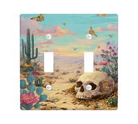 Plaques de protection pour interrupteur motif tête de mort du désert, motifs papillons et cactus colorés, idéal pour la décoration de la maison, plaques murales thermoplastiques, taille standard