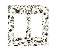 Plaques de protection pour interrupteur mystique occulte - Symboles magiques noirs pour décoration d'intérieur - Plaques murales en thermoplastique - Taille standard - Double bascule